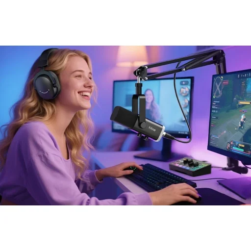 Fifine AM8T dinamikus gamer mikrofon rózsaszín - 5