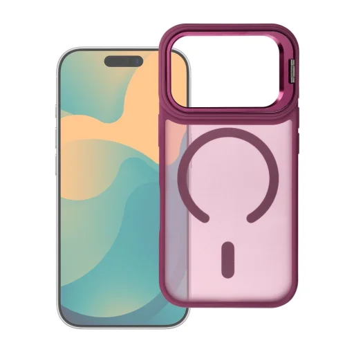 Tok iPhone 17 Pro / 18 Pro készülékhez Forcell F-Protect Shadow Stand Premium MagSafe-kompatibilis sötét cseresznye tok - 2