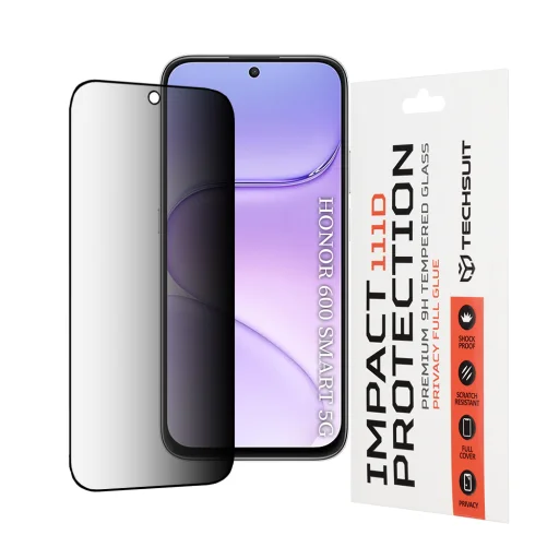  Honor 600 Smart fekete Techsuit 111D Privacy Full Glue üvegfólia - 1