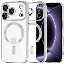 iPhone 18 Pro / iPhone 17 Pro strieborné puzdro Techsuit Luxury Crystal MagSafe