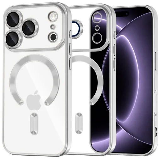 iPhone 18 Pro / iPhone 17 Pro strieborné puzdro Techsuit Luxury Crystal MagSafe - 1