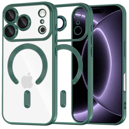 iPhone 18 Pro / iPhone 17 Pro tmavozelené puzdro Techsuit Luxury Crystal MagSafe - 1