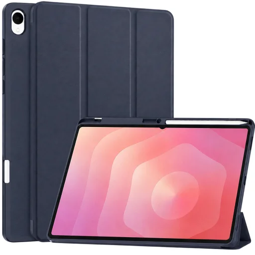 Tmavomodré puzdro Techsuit Flex Trifold s držiakom na pero pre Samsung Galaxy Tab S12 Plus - 1
