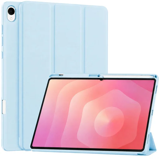 Samsung Galaxy Tab S12 Plus nebesky modré puzdro na tablet Techsuit Flex Trifold s držiakom na pero - 1