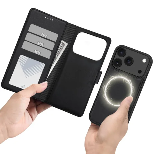 Apple iPhone 17 Pro Max / 18 Pro Max matné čierne Tech-Protect Wallet MagSafe peňaženkové puzdro - 4