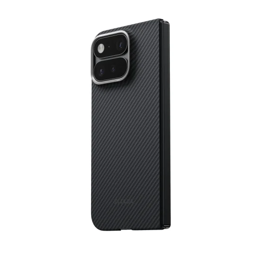  Google Pixel 11 Pro Fold fekete/szürke sávolykötésű Pitaka Edge Case aramidszálas hátlap tok Axis funkcióval - 2