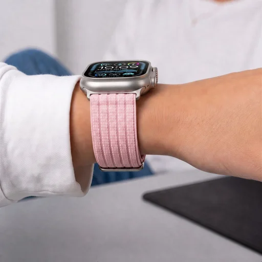 Apple Watch 8 / 9 / 10 / 11 / SE / Ultra (44 / 45 / 46 / 49 mm) svetloružový Tech-Protect Nylon Sport nylonový remienok - 7