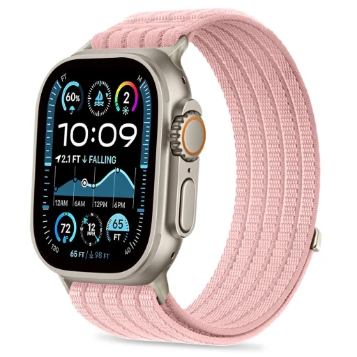 Apple Watch 8 / 9 / 10 / 11 / SE / Ultra (44 / 45 / 46 / 49 mm) svetloružový Tech-Protect Nylon Sport nylonový remienok - 1