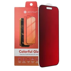 Bestsuit rugalmas 5D Colorfull Privacy 180 hibrid üvegfólia iPhone 15 készülékhez, magenta