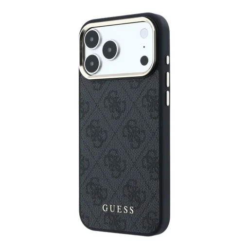 iPhone 18 Pro čierne koženkové puzdro Guess 4G Gold Frame MagSafe - 2