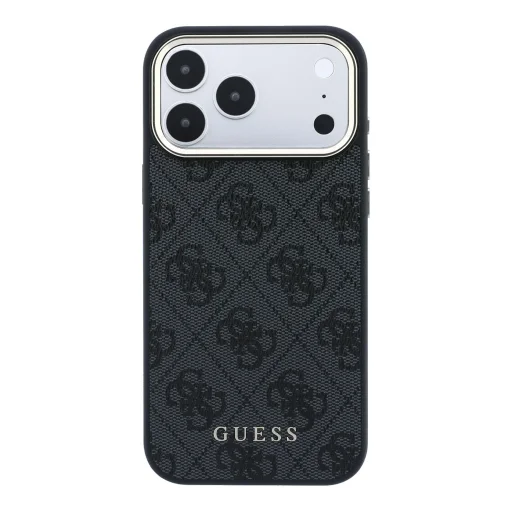  Apple iPhone 18 Pro Max fekete Guess poliuretán műbőr 4G arany keretes MagSafe tok - 3