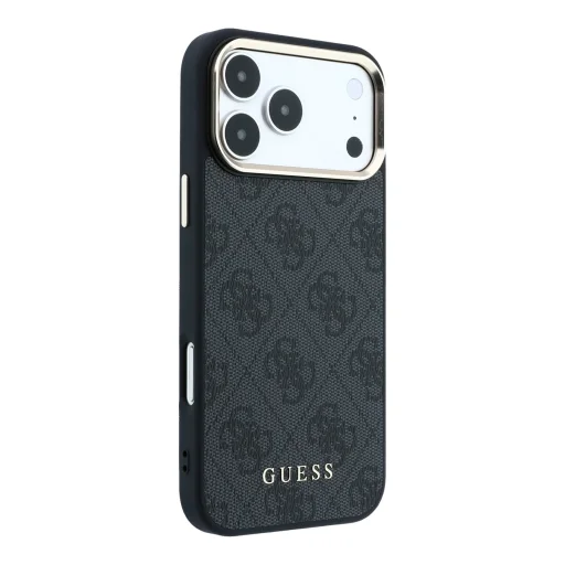 iPhone 18 Pro čierne koženkové puzdro Guess 4G Gold Frame MagSafe - 4