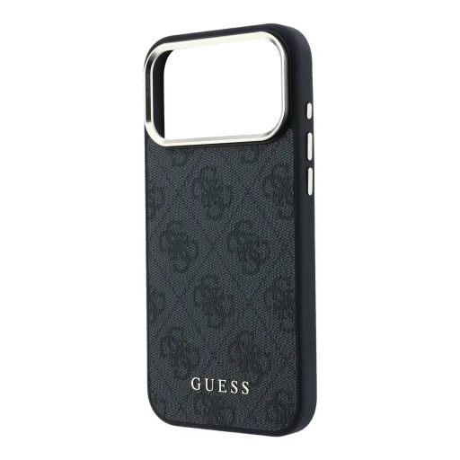  Apple iPhone 18 Pro Max fekete Guess poliuretán műbőr 4G arany keretes MagSafe tok - 5