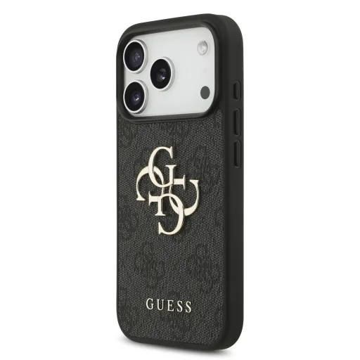  iPhone 18 Pro szürke Guess PU 4G Metal Logo tok - 2