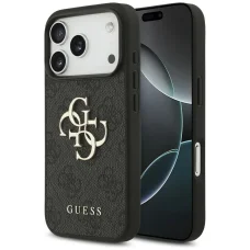 iPhone 18 Pro sivé puzdro Guess PU 4G Metal Logo