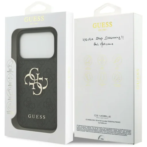  iPhone 18 Pro szürke Guess PU 4G Metal Logo tok - 7