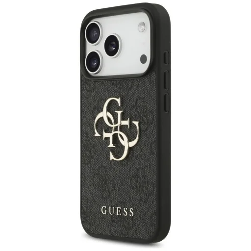  iPhone 18 Pro szürke Guess PU 4G Metal Logo tok - 2