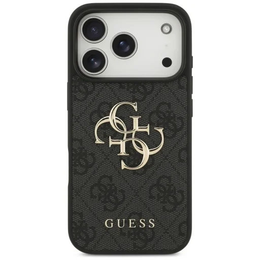  iPhone 18 Pro szürke Guess PU 4G Metal Logo tok - 3