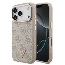  Apple iPhone 18 Pro rózsaszín Guess PU bőrhatású 4G strasszos háromszög logós aranykeretes MagSafe tok