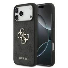  iPhone 18 Pro Max szürke Guess PU 4G fém logós tok