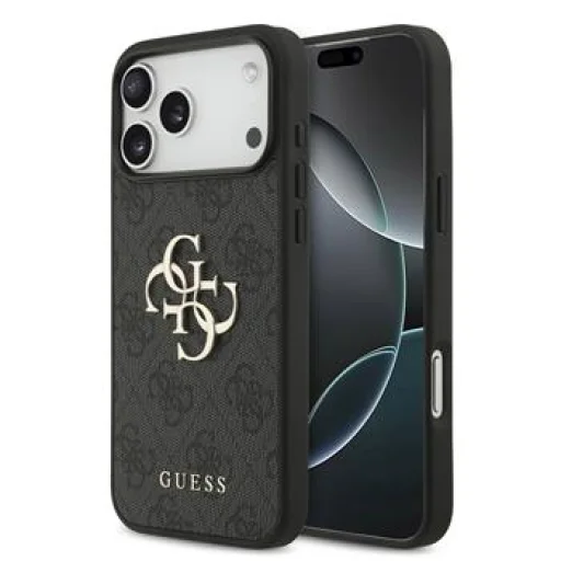  iPhone 18 Pro Max szürke Guess PU 4G fém logós tok - 1