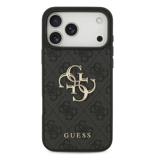 Sivé puzdro Guess PU 4G s kovovým logom pre iPhone 18 Pro Max - 3