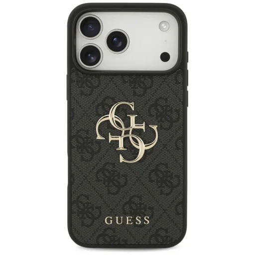 Sivé puzdro Guess PU 4G s kovovým logom pre iPhone 18 Pro Max - 3
