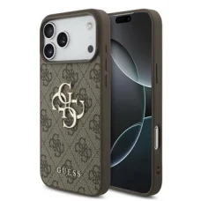  iPhone 18 Pro barna Guess PU 4G fém logós tok