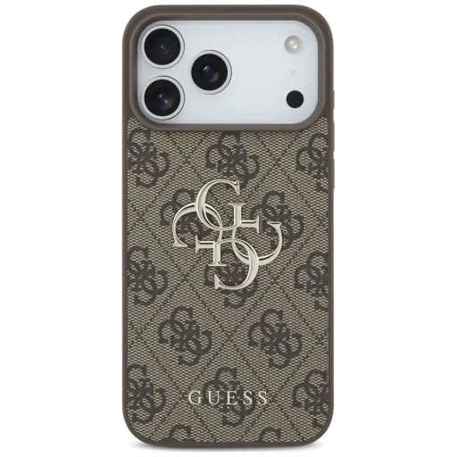  iPhone 18 Pro barna Guess PU 4G fém logós tok - 3