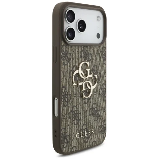  iPhone 18 Pro barna Guess PU 4G fém logós tok - 4