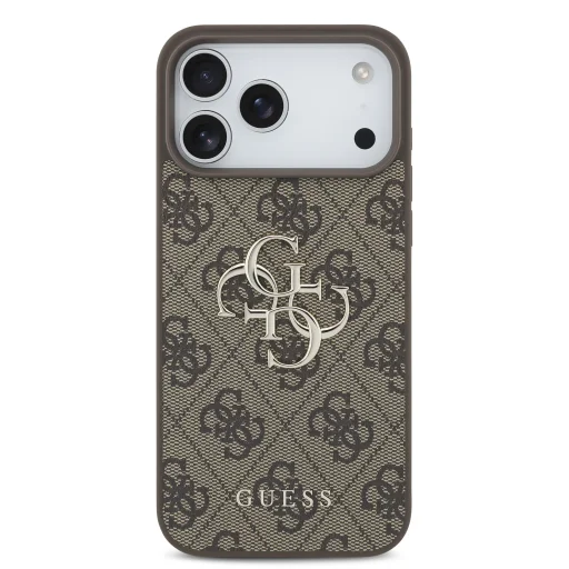  iPhone 18 Pro barna Guess PU 4G fém logós tok - 3