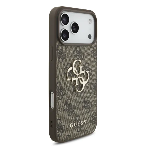  iPhone 18 Pro barna Guess PU 4G fém logós tok - 4