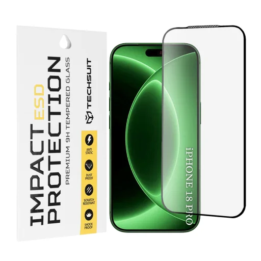 iPhone 18 Pro Black Techsuit ESD Glass ochranné tvrdené sklo - 1