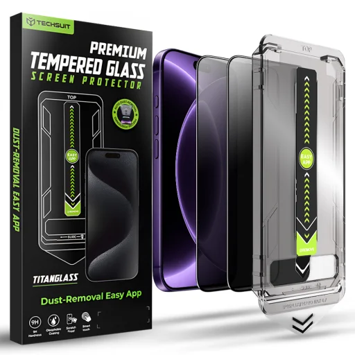  iPhone 18 Pro Techsuit TitanGlass FullCover 2 db-os adatvédelmi kijelzővédő üvegfólia - 1