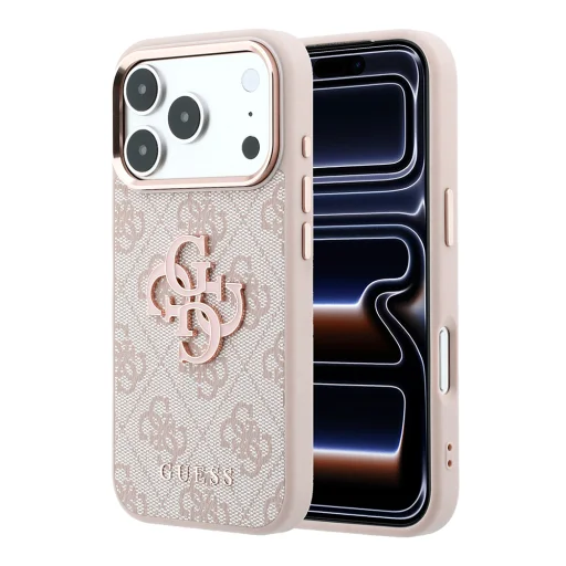  Apple iPhone 18 Pro rózsaszín Guess 4G keménytok nagy műgyanta logóval (GUHCP18L6P4SRMLP) - 1