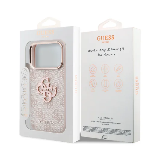  Apple iPhone 18 Pro rózsaszín Guess 4G keménytok nagy műgyanta logóval (GUHCP18L6P4SRMLP) - 7
