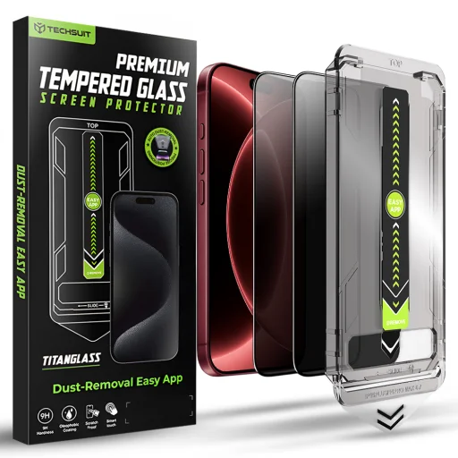  iPhone 18 Pro Max Techsuit TitanGlass FullCover adatvédelmi kijelzővédő üveg, 2 db üvegfólia - 1