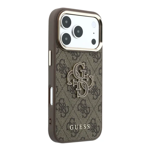  iPhone 18 Pro Barna Guess 4G keménytok nagy műgyanta logóval - 2