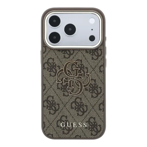  iPhone 18 Pro Barna Guess 4G keménytok nagy műgyanta logóval - 3