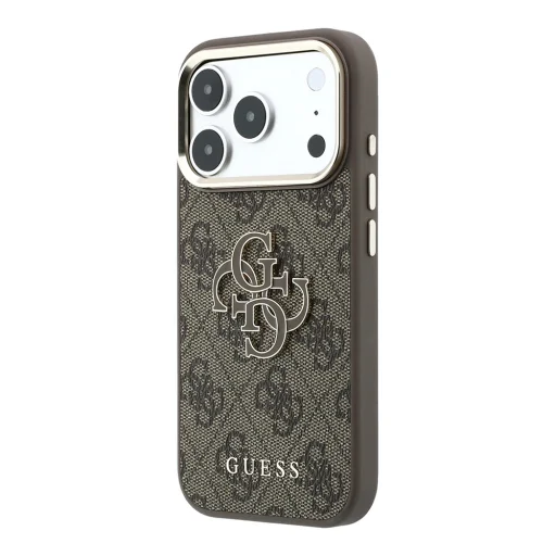  iPhone 18 Pro Barna Guess 4G keménytok nagy műgyanta logóval - 5