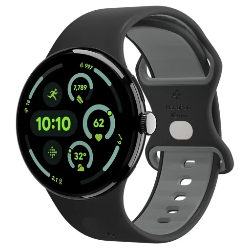 Google Pixel Watch 3 / Watch 4 / Watch 5 45 mm čierno-sezamový Spigen Nano Pop (AMP09491) silikónový remienok - 1