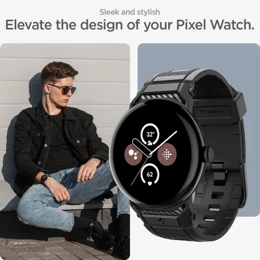 Google Pixel Watch 3 / Watch 4 / Watch 5 45mm čierny remienok Spigen Rugged Band (AMP07600) - 7