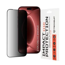  iPhone 18 Pro Max fekete Techsuit 111D adatvédelmi edzett üveg kijelzővédő teljes felületű ragasztással