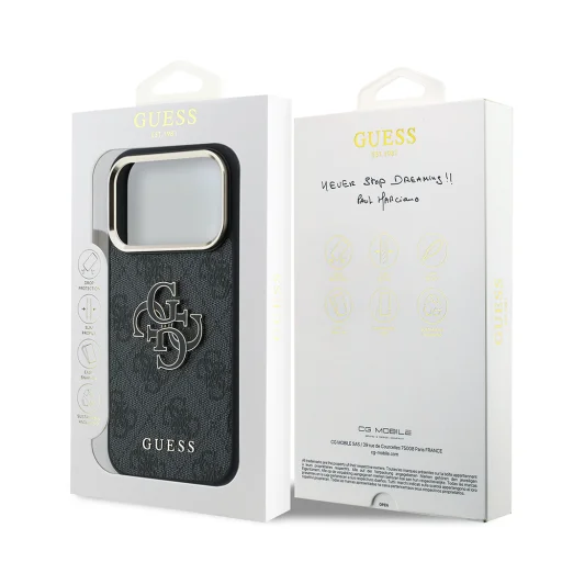  iPhone 18 Pro Max fekete Guess Hardcase 4G Big Resin Logo tok - 7