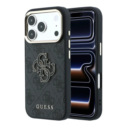  iPhone 18 Pro Max fekete Guess Hardcase 4G Big Resin Logo tok - 1