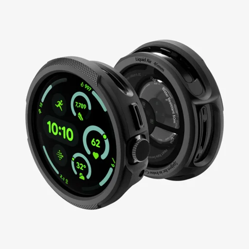 Google Pixel Watch 4/5 45 mm matné čierne Spigen Liquid Air ACS11222 TPU ochranné puzdro - 2