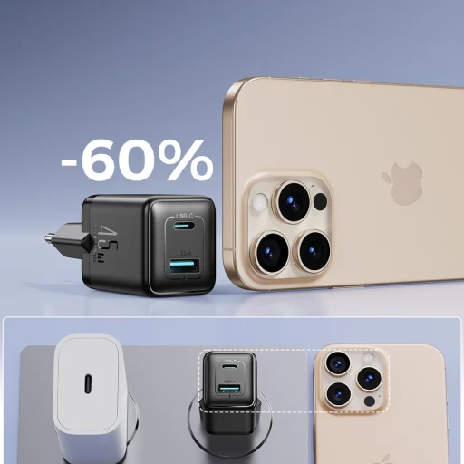 Joyroom JR-TG8 GaN 45 W USB-C a USB-A sieťová nabíjačka, čierna - 11