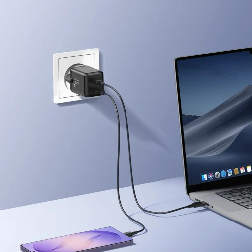 Joyroom JR-TG8 GaN 45 W USB-C a USB-A sieťová nabíjačka, čierna - 12