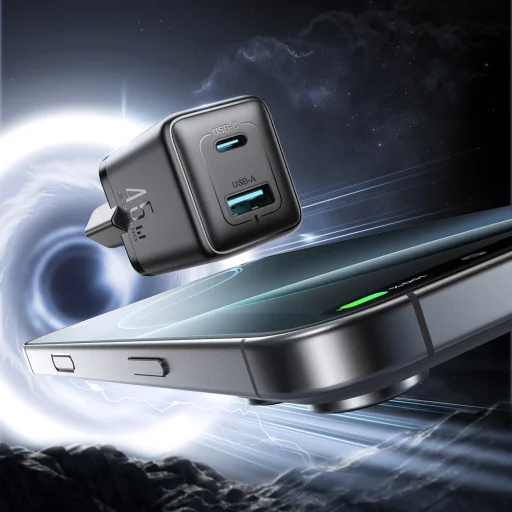 Joyroom JR-TG8 GaN 45 W USB-C a USB-A sieťová nabíjačka, čierna - 9