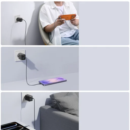 Joyroom JR-TG8 GaN 45 W USB-C a USB-A sieťová nabíjačka, čierna - 10